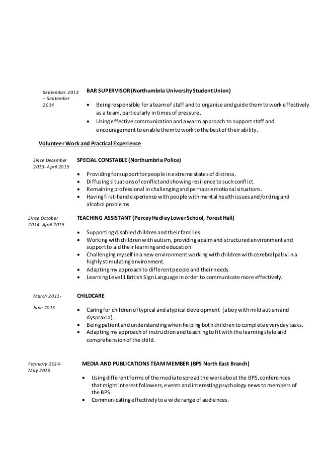 psychology cv