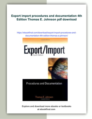 Export import procedures and documentation 4th Edition Thomas E
