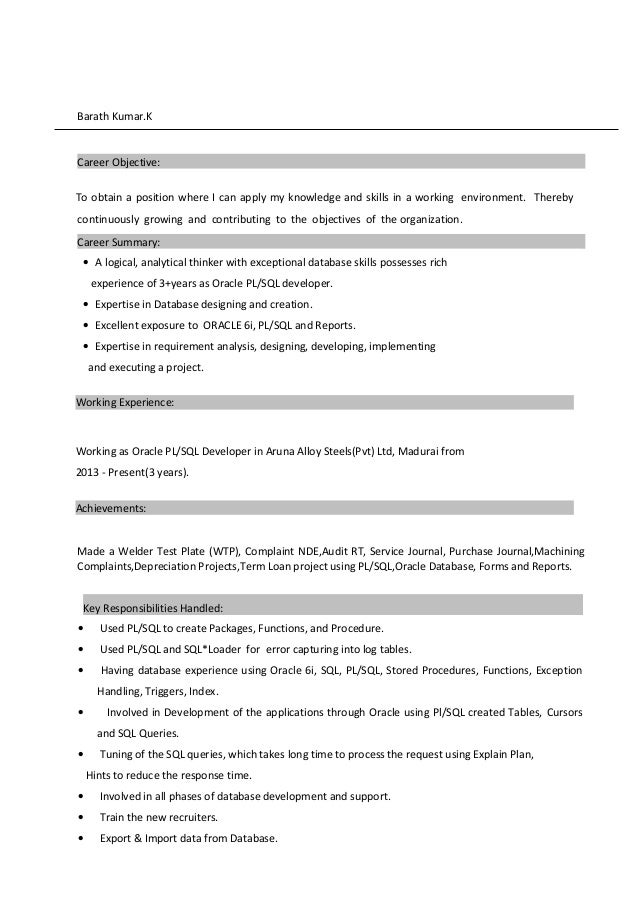 barath resume new 3 year summary p l