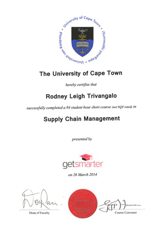 University of Cape Town - Supply Chain Management