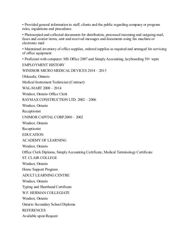 Computer Assisted Ordering Clerk Resume Computer Assisted Ordering Clerk Resume
