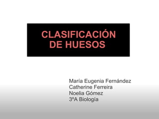   CLASIFICACIÓN DE HUESOS  María Eugenia Fernández Catherine Ferreira Noelia Gómez 3ºA Biología 
