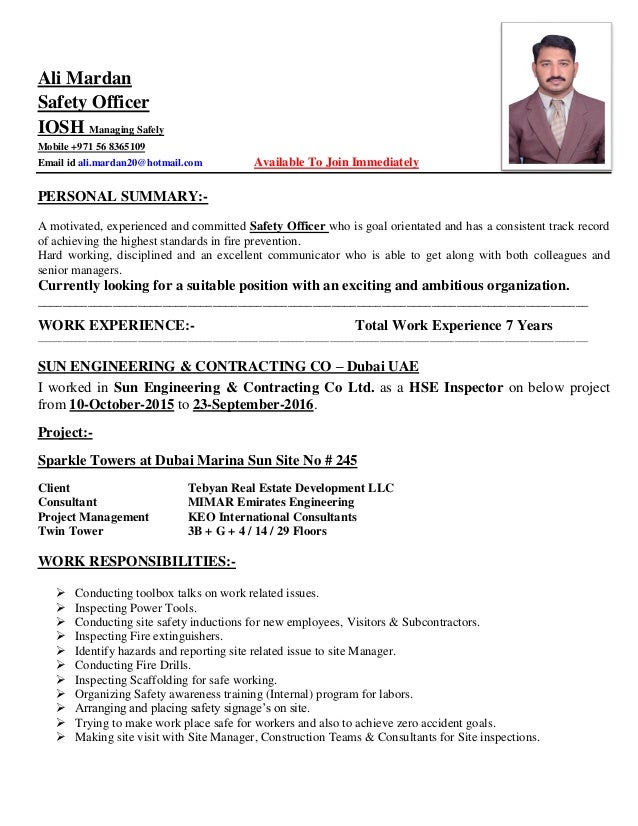 safety-officer-cv