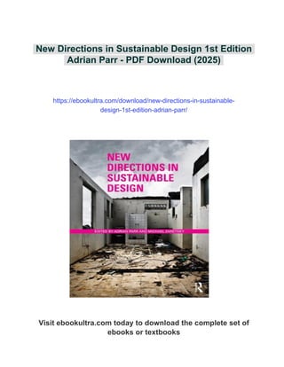 New Directions in Sustainable Design 1st Edition Adrian Parr | PDF