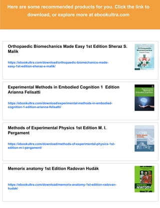 Experimental Methods in Orthopaedic Biomechanics 1st Edition Radovan ...