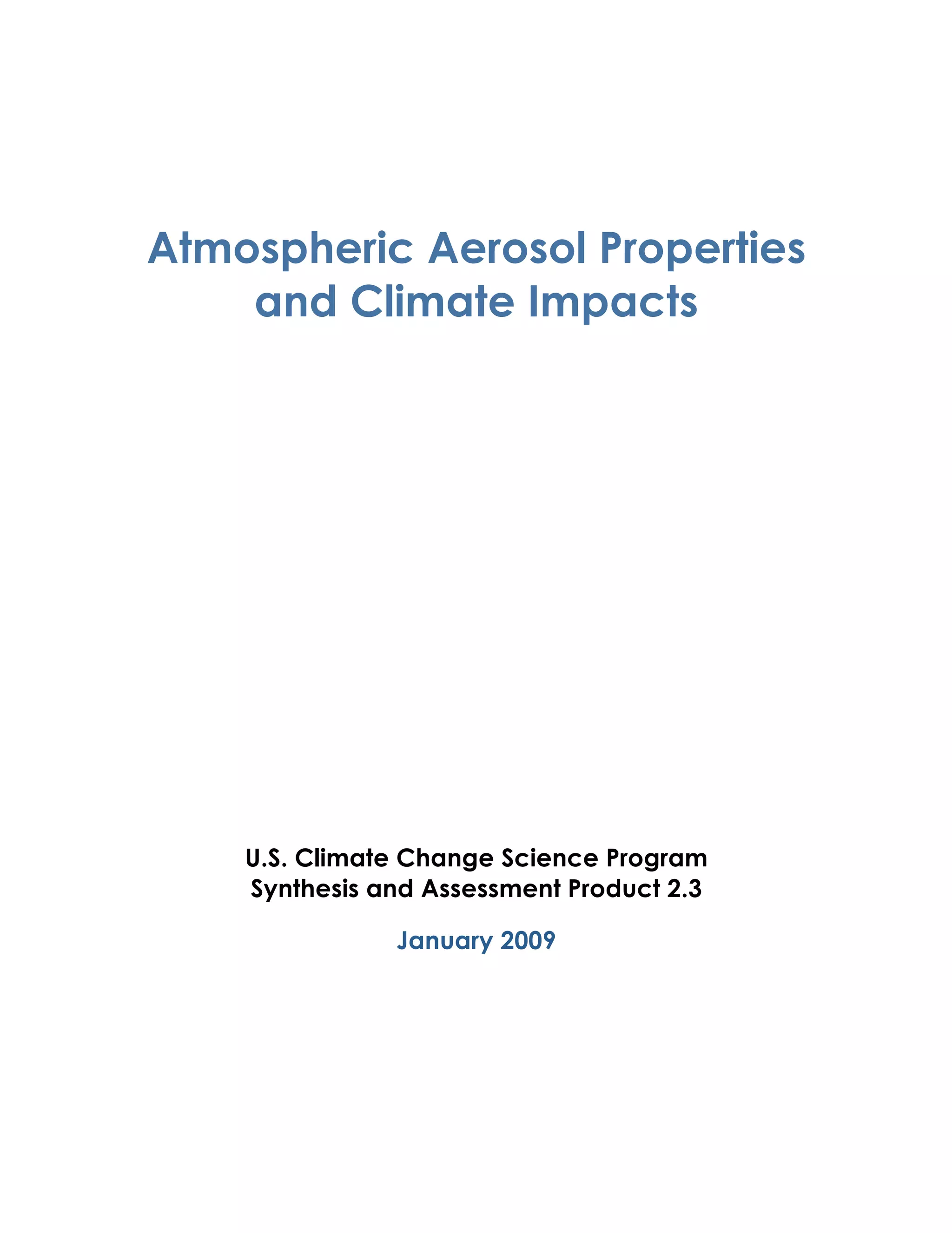 Atmospheric Aerosol Properties and Climate Impacts | PDF
