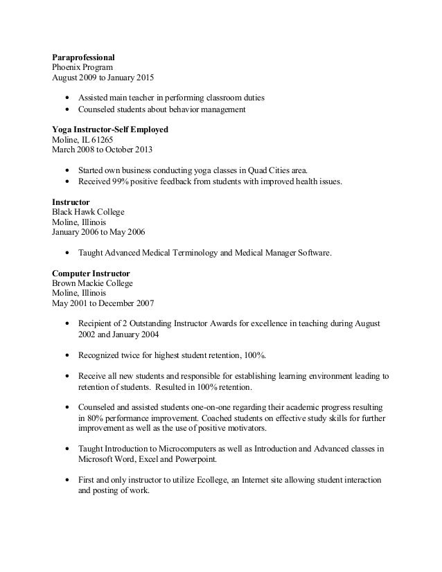 computer instructor resume