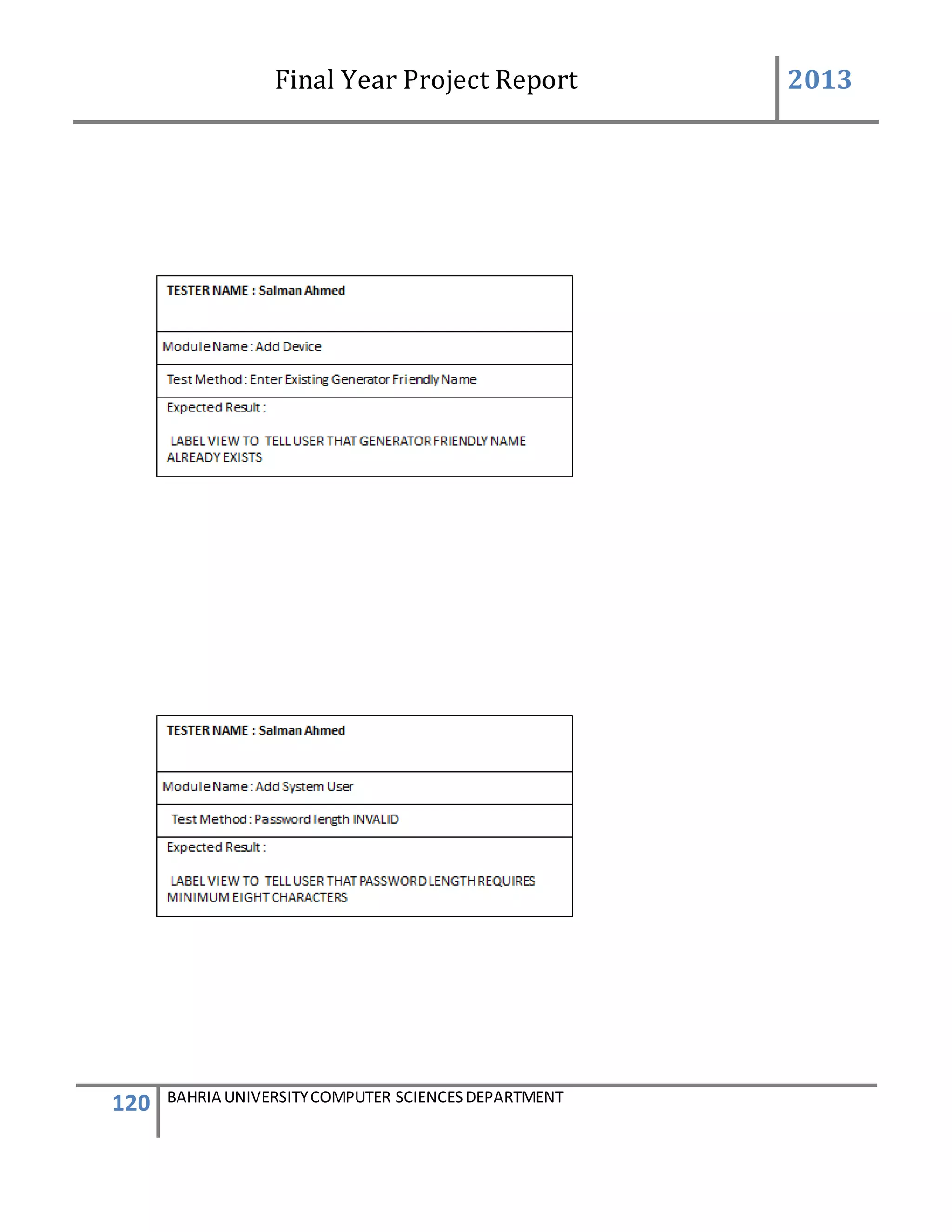 Final Year Project Report 2013
120 BAHRIA UNIVERSITYCOMPUTER SCIENCESDEPARTMENT
 