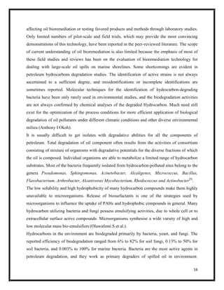 Biodegradation of Oil Contaminated Site | PDF