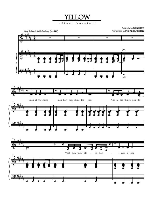 94574033 coldplay yellow partitura para piano gourmet race sheet music