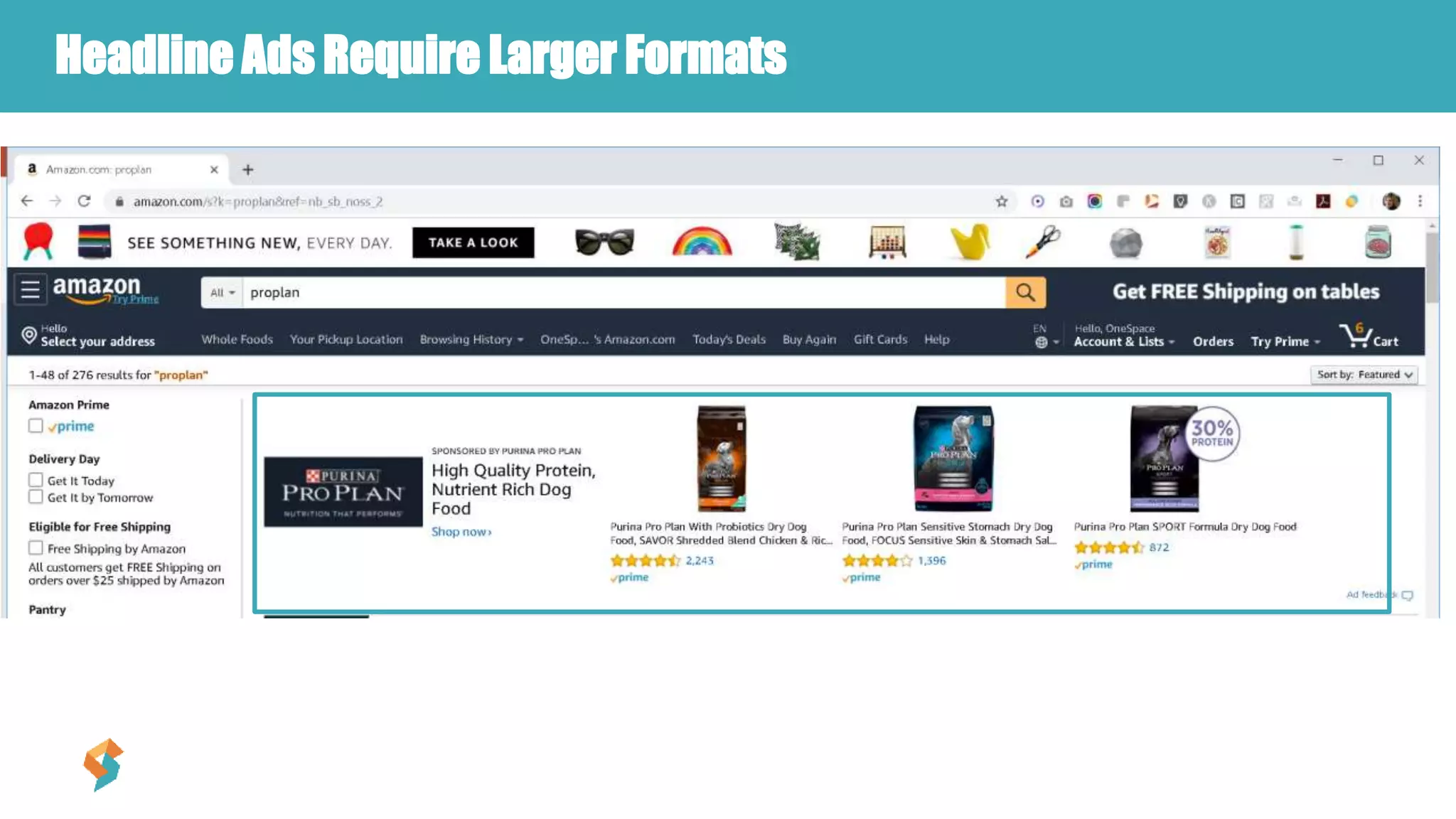 Headline Ads Require Larger Formats
 