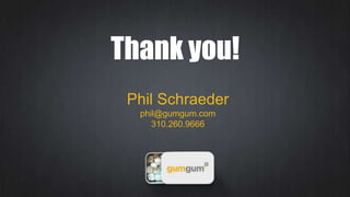 Thank you!
Phil Schraeder
phil@gumgum.com
310.260.9666

 