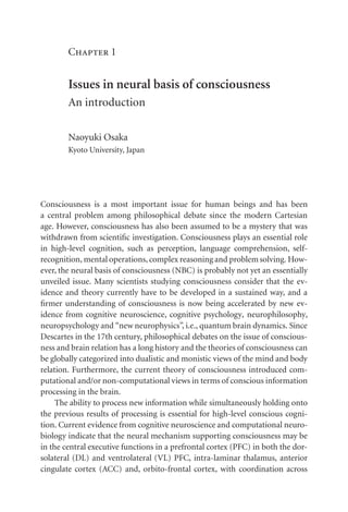 Neural Basis Of Consciousness Naoyuki Osaka Eds | PDF