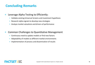 Factset Alpha Testing FactSet Symposium 2015 - Fast Track Your Quant Research | PDF