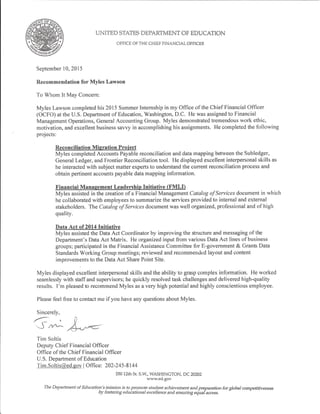 Department Education Letter of Recommendation