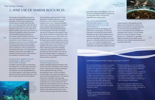 Land-Based Integrated Multi-Trophic Aquaculture (LB-IMTA)
The diversity of ocean habitats is exceptional:
open ocean, abyssal plain, continental margins
and slopes, nearshore waters, lagoons and
estuaries, deep and shallow reefs, caves, blue
holes, vents, seeps, grass beds, oyster and mussel
beds, kelp forests, tide pools, shipwrecks, pilings
and jetties represent but a portion. Within these
habitats, microbes, plants and animals abound, all
with special adaptations to their environments.
This extraordinary biological diversity can
be leveraged to produce nutritious food for a
growing population, species for habitat restoration
and pollution control, industrially relevant
enzymes and molecules and new medicines. Wise
use of these varied marine resources requires
understanding their function and relationship
to the environment, as well as development of
best practices that enable us to address important
challenges with maximal sustainability and
minimal environmental impact. Major questions
our researchers will address include:
How do we best capitalize on marine
biotechnology to address critical
human health challenges?
In addition to personal impacts on individuals,
the combined U.S. economic impact of just three
major diseases (cardiovascular disease, cancer,
and Alzheimer’s) is more than $800 billion per
year. Natural products—small organic molecules
produced by plants, microbes and animals—have
been extremely important in the development
3. WISE USE OF MARINE RESOURCES
of new medicines, with more than 60% of the
therapeutics currently in clinical use evolving
from natural product structures. Important
examples include Taxol®
, adriamycin, penicillin
and the statins. Like their terrestrial counterparts,
marine organisms offer considerable promise
for the discovery of natural products that lead
to the development of clinically useful agents.
Through use of emerging understanding of what
drives disease initiation and progression, we will
discover compounds that can lead to better, more
selective therapies for treating disease. To expand
the disease areas in which we can make an impact,
we will collaborate broadly with the academic and
commercial life science sectors. Research will also
capitalize on the rapid expansion of genomics,
which is delivering opportunities to identify,
modify and express genes responsible for the
biosynthesis of natural products. This work will
provide sustainable supplies of compounds for
clinical use, as well as compounds with enhanced
potency and fewer side effects.
How can we develop new
renewable energy resources?
Another compelling challenge that influences the
oceans is the world’s dependence on fossil fuels as
a source of both energy and industrial chemicals.
We are exploring the diversity of marine
microorganisms, many of which are adapted
to unique niches of the marine environment, as
sources of biotechnological products. This research
will provide a sustainable, environmentally
sound source of enzymes useful in the production
of alternative fuels, a source of biomass for the
production of renewable fuel stocks and a resource
for the production of small molecules used to
prepare industrial chemicals such as plastics. Our
engineers will conduct research in open-ocean
current and thermal energy production systems in
supplementation of wild populations (stock
enhancement) and production of biomass for
biofuels, natural products and pharmaceuticals.
We will study and develop methods and
systems for producing healthy, affordable and
sustainable marine products. We will continue
to drive technology development to foster
the growth of a sustainable U.S. aquaculture
industry that produces safe, healthy marine
products for food, industrial, pharmaceutical and
ecosystem-health needs.
Our Living Oceans
An innovative technological solution to increasing
seafood production and stock enhancement for
restoration, the integrated multi-trophic aquaculture
(IMTA) system combines the culture of organisms,
such as fish, shellfish and seaweeds, to create
a balanced ecosystem where “wastes” of one
component serve as food, fertilizer or energy for
the other components. Land-based IMTA (LB-IMTA)
systems will provide a higher degree of biosecurity
to ensure food safety, better management of
waste discharge, lower water use and greater
environmental sustainability compared to open-
water systems and other land-based recirculating
aquaculture systems.
We will:
•	Advance the technology needed to make
LB-IMTA systems environmentally friendly
and cost-effective
•	Develop technology (e.g., low-cost automation)
to reduce labor costs and improve environmental
control, thereby improving product quality and
consistency from LB-IMTA systems
•	Characterize microbial populations for health and
food safety management of LB-IMTA systems
•	Examine factors such as vaccine production,
feed additives (e.g., probiotics) or nutritional
formulations to reduce reliance on fishmeal and
fish oil to enhance LB-IMTA systems
This initiative will position Harbor Branch as a
leader in environmentally friendly, cost-effective,
land-based aquaculture technology and support the
growing marine aquaculture industry.
New aquaculture
technologies will help feed
a growing population.
partnership with our FAU colleagues, which will
lead to the development, testing and deployment
of commercially viable, environmentally
responsible ocean energy systems.
How will we secure affordable
and sustainable seafood and other
marine products for an increasing
world population?
Rising seafood demand and collapsing wild
fisheries have created urgency for advancing
sustainably sourced fish and marine products.
Population growth has driven seafood demand
such that nearly 50% of all seafood consumed
comes from aquaculture. Over the next 40 years,
aquaculture production needs to increase at least
70% just to meet current consumption levels.
Aquaculture is critical for food production, but the
technology is also applicable to habitat restoration,
Biodiversity
leads to
chemical
diversity that
in turn leads to
opportunities to
discover new
medicines.
10 11
 