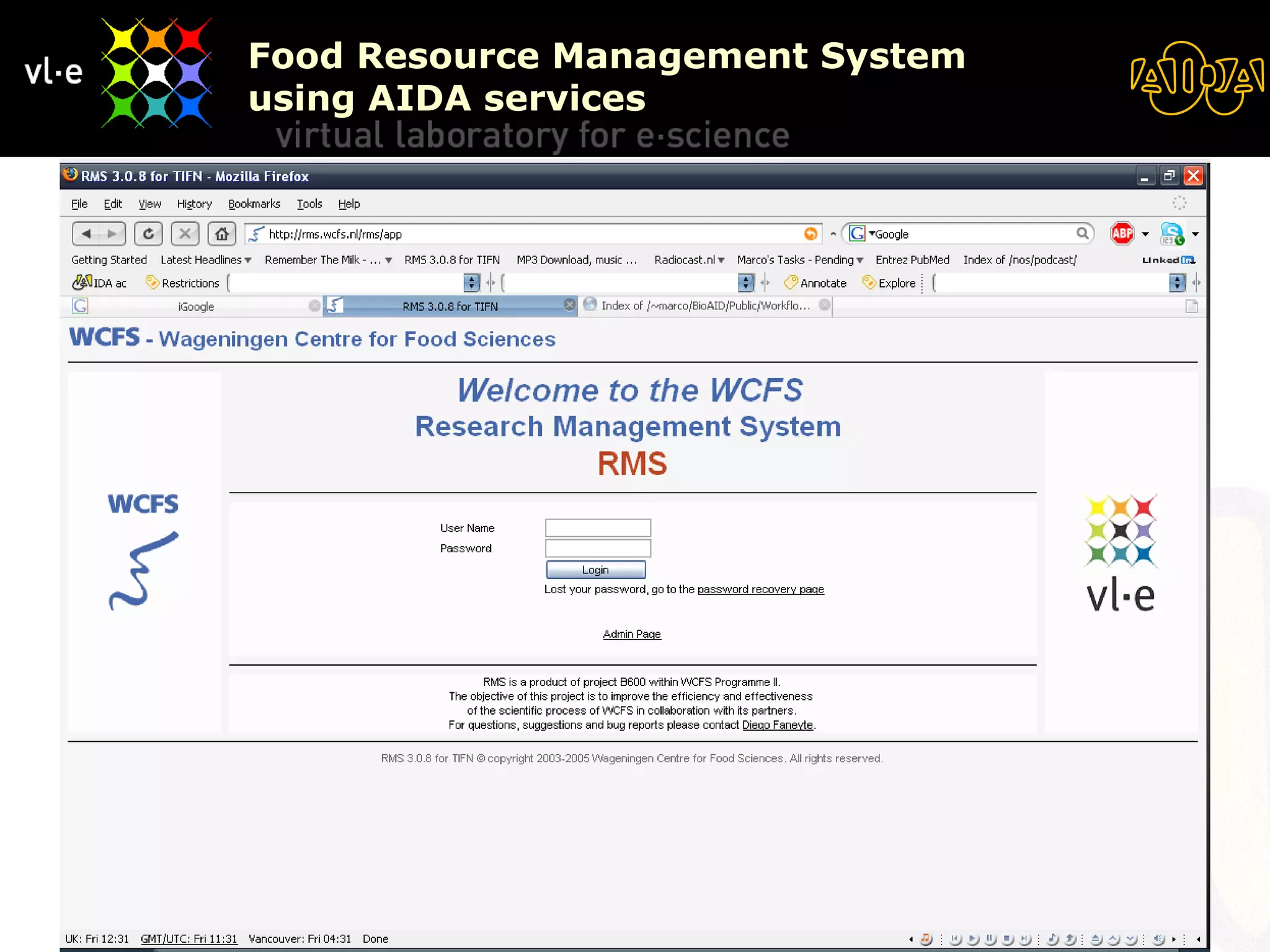 Food Resource Management System using AIDA services 08/06/09 BioAID 