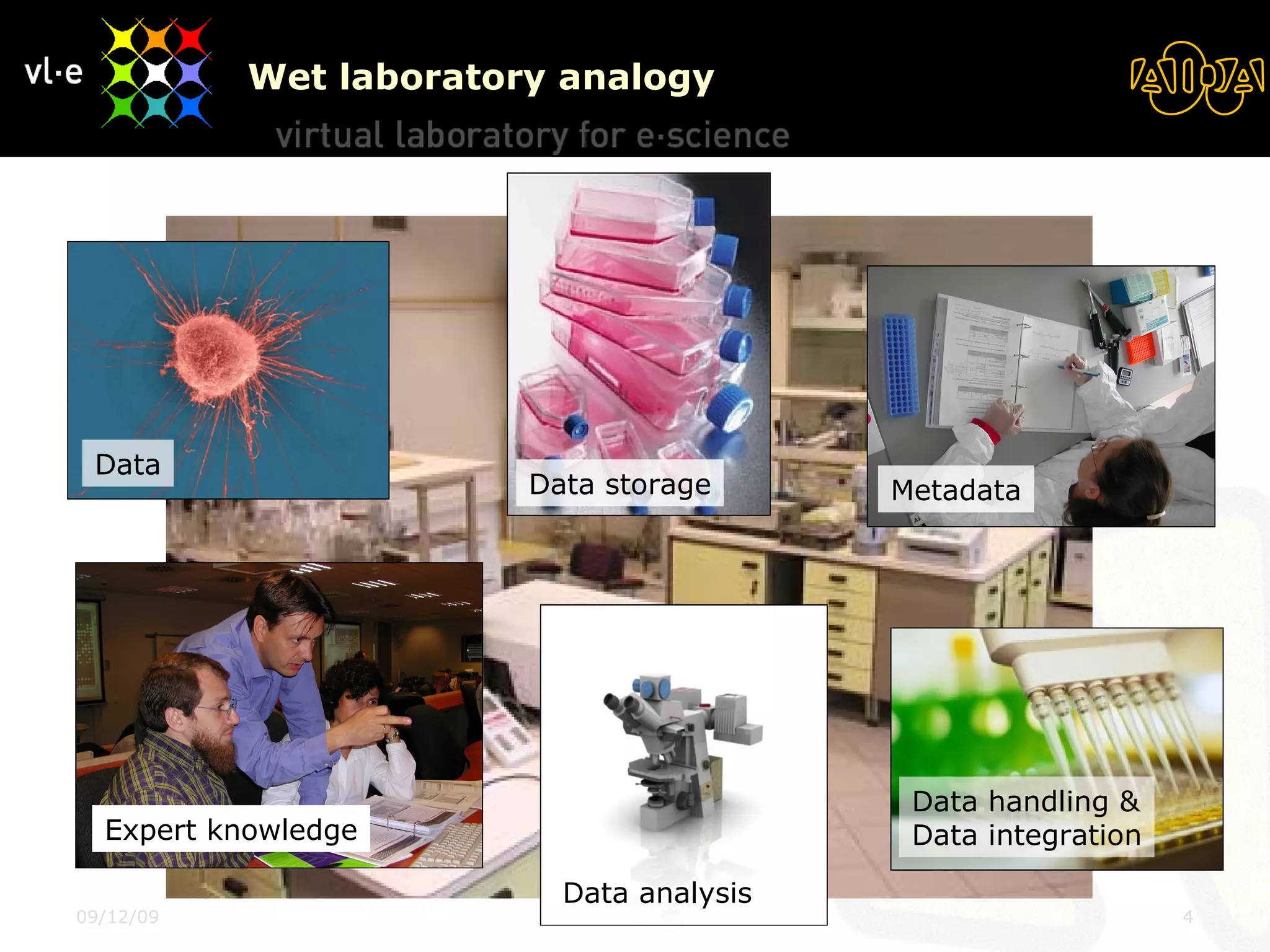 Wet laboratory analogy Data Data handling & Data integration Metadata Data analysis Data storage Expert knowledge 