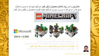 .1‫با‬‫گروه‬ ‫و‬ ‫دفاع‬ ‫قابل‬ ‫محصولی‬‫ی‬‫آغاز‬ ،‫کارها‬ ‫از‬ ‫توجیه‬ ‫قابل‬‫کنید‬
.2‫یک‬‫جدید‬ ‫ارزشهای‬ ‫گذاری‬ ‫اشتراک‬ ‫و‬ ‫ایجاد‬ ‫بر‬ ‫متمرکز‬ ،‫ترکیبی‬ ‫مدل‬ ‫بیزینس‬‫بسازید‬.
.3‫تغییرات‬‫کنید‬ ‫اجرا‬ ‫سرعت‬ ‫با‬ ‫را‬ ‫جدید‬ ‫زیرساخت‬ ‫سمت‬ ‫به‬.
.4‫جهت‬‫از‬ ‫خودداری‬‫کپی‬‫رقابتی‬‫اقدام‬ ‫آنها‬ ‫به‬ ‫نسبت‬ ‫و‬ ‫شناسایی‬ ‫را‬ ‫فرصتها‬ ،‫نمایید‬.
Harvard Business Review | April 2016
‫در‬ ‫را‬ ‫مشتریان‬‫کنید‬ ‫درگیر‬ ‫محصول‬ ‫تکامل‬ ‫روند‬.‫ف‬ ‫صورت‬ ‫به‬ ‫میتوانند‬ ‫شركتها‬،‫عال‬
‫ب‬ ‫پلتفورم‬ ‫و‬ ‫محصول‬ ‫تقویت‬ ‫جهت‬ ‫شركتها‬ ‫بیرون‬ ‫و‬ ‫درون‬ ‫افراد‬ ‫براي‬ ‫را‬ ‫مسیرها‬‫كنند‬ ‫از‬.
2014 = 2.5b$
 