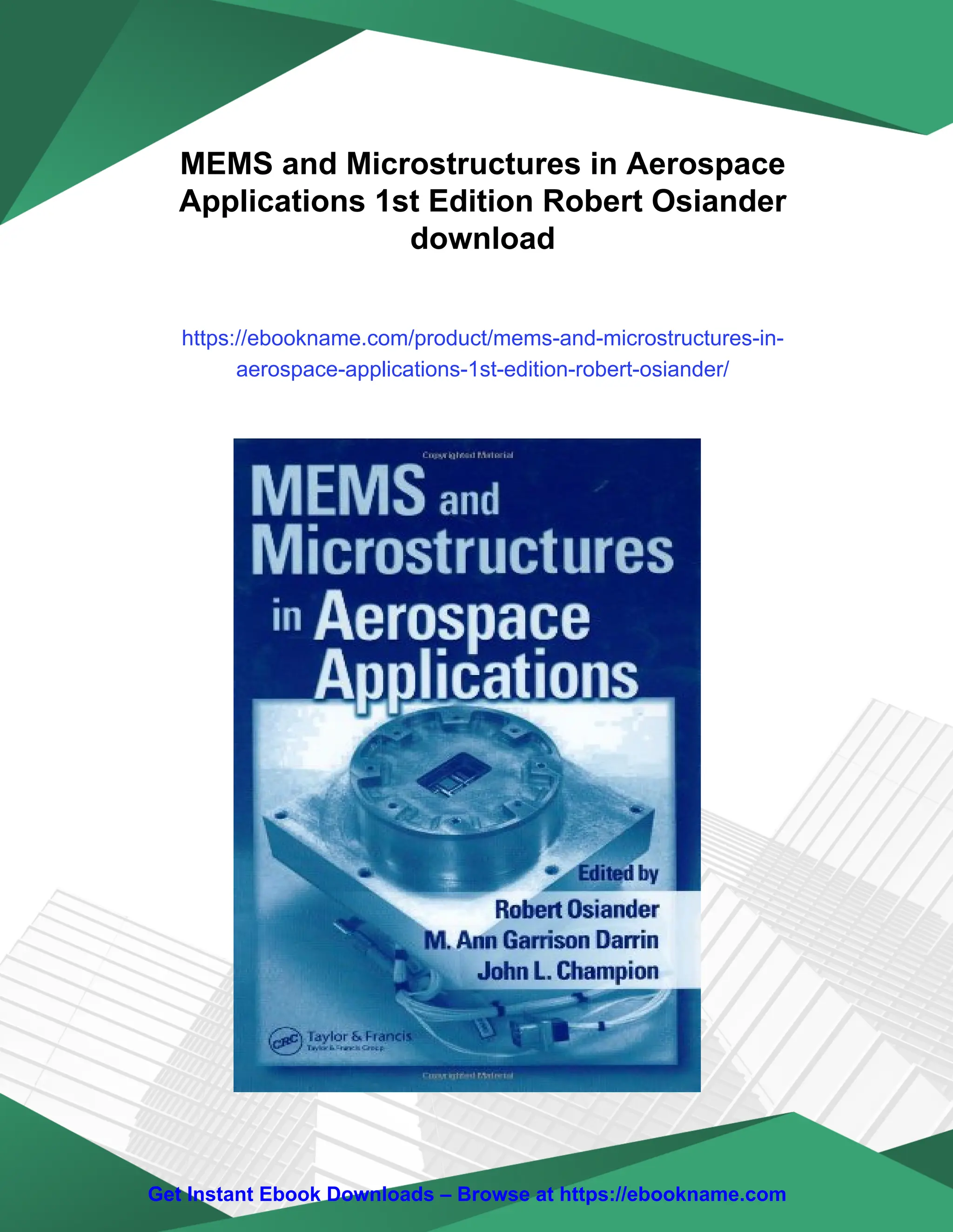 MEMS and Microstructures in Aerospace Applications 1st Edition Robert ...