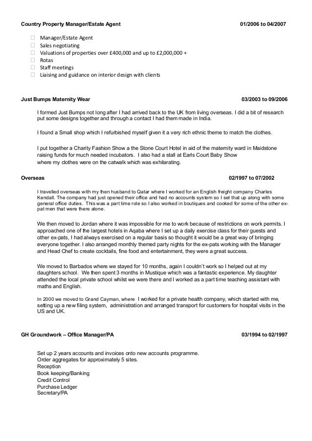 estate agents cv
