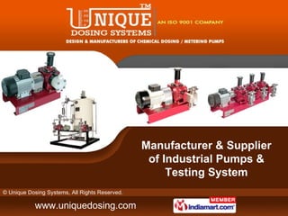 Manufacturer & Supplier of Industrial Pumps & Testing System 