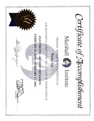Wes Lee- Certificates