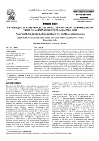 GIS TECHNIQUES IN WATER RESOURCES PLANNING AND MANAGEMENT IN ...