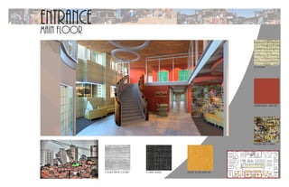 main floor
UP
Botoeira
Workstations
Team Room
Team Room
Storage
Waiting Area
Waiting
Area
Reception
Entry
Small Conference
Workstations
Large
Conference AV
Large
Conference
Comm.
Center
Casual Conference
Large
Conference
Large
Conference
AV
Phone
Booth
Entrance
Sherwin williams: chinese red
Steelcase: royale butter rummohawk: midnightConcrete with wood print
Adobe brick
Newspaper wall covering
 
