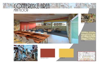 main floor
UP
Botoeira
Workstations
Team Room
Team Room
Storage
Waiting Area
Waiting
Area
Reception
Entry
Small Conference
Workstations
Large
Conference AV
Large
Conference
Comm.
Center
Casual Conference
Large
Conference
Large
Conference
AV
Phone
Booth
Conference area
newspaper wall covering
adobe brick
sherwin williams: chinese red sherwin williams: Bee
 