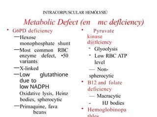 Intracorpuscular Defect HEMOLYTIC ANEMIA SHAH DOCTOR IN DETAIL AS | PPTX