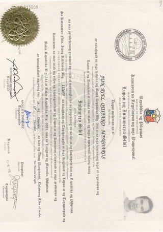 Diploma, TOR & PRC License Cert.