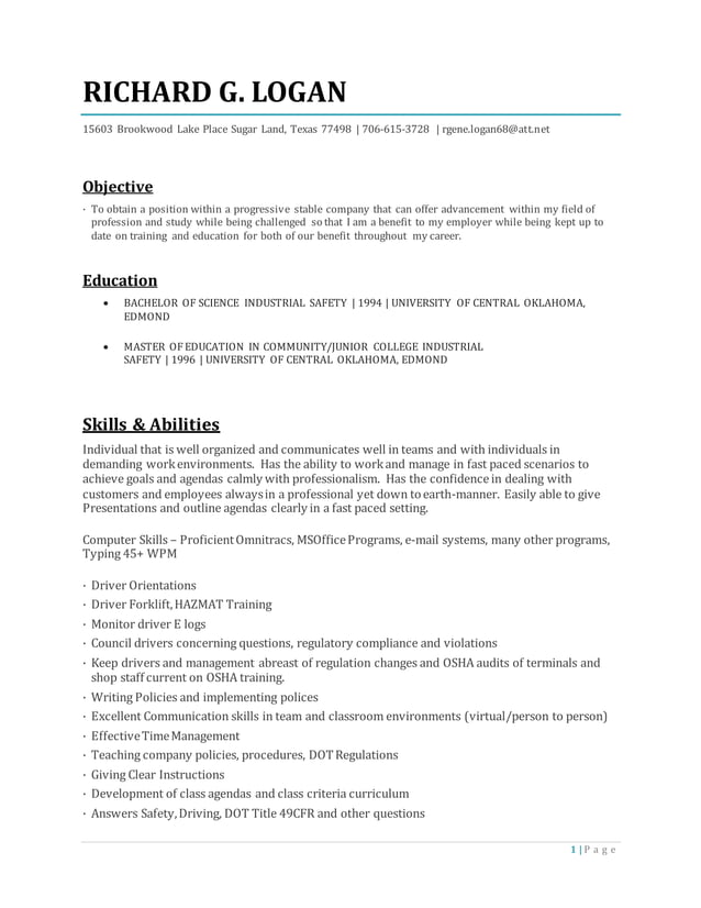 Richard G Logan Resume PDF - Richard G Logan Resume 1 638 