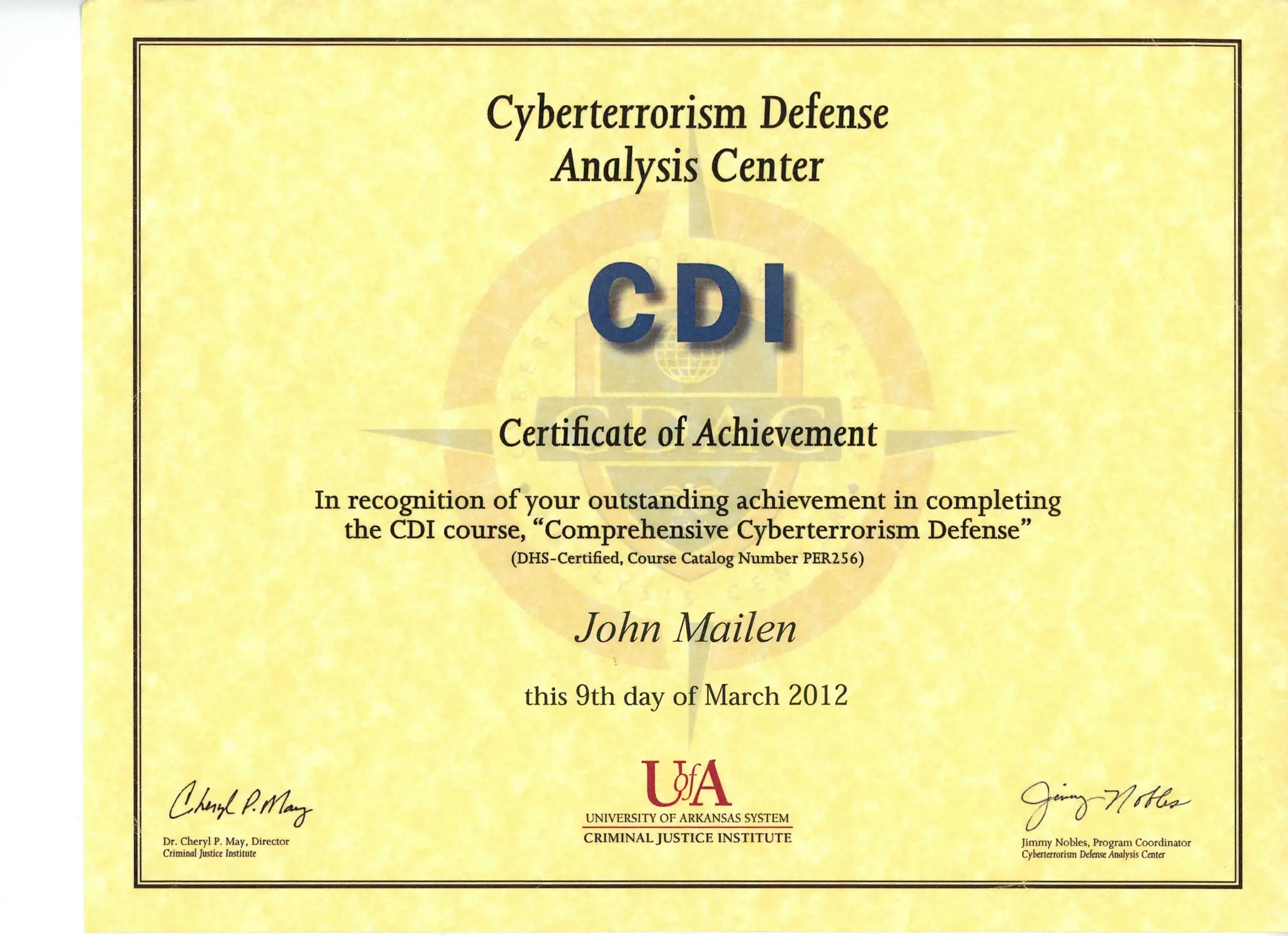 DHSCertified Course PER256 Comprehensive Cyberterrorism Defense