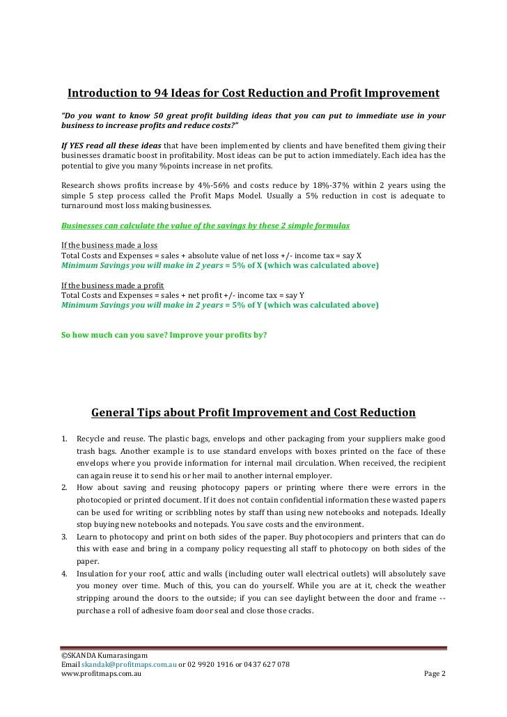 increase price client letter Profit for Improvement Reduction Ideas Cost and \'94