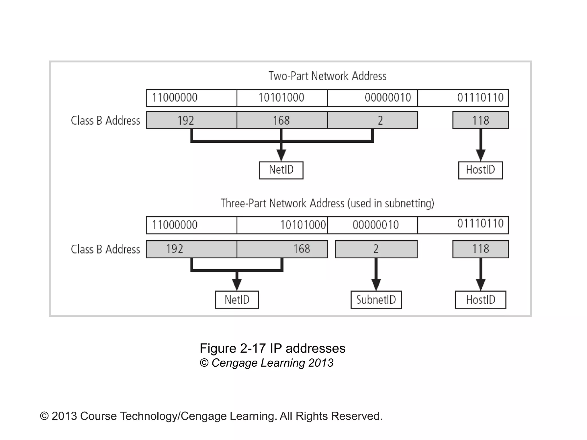 © 2013 Course Technology/Cengage Learning. All Rights Reserved.
Figure 2-17 IP addresses
© Cengage Learning 2013
 