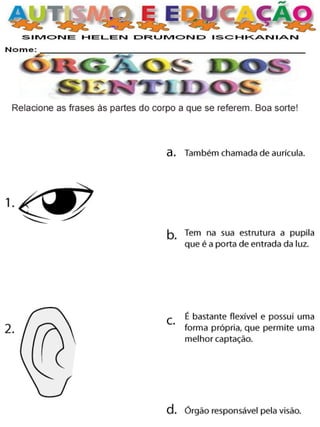 PROJETO: OS SENTIDOS HUMANOS, CAACTERÍSTICAS E IMPORTÂNCIA DA VISÃO, AUDIÇÃO, PALADAR, TATO E OLFATO. 
Autora: Simone Helen Drumond Ischkanian  