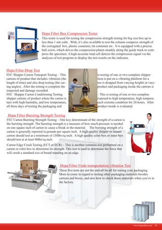 Testing/Manufacture/Pre & Fine Filter Testing Equipments | PDF