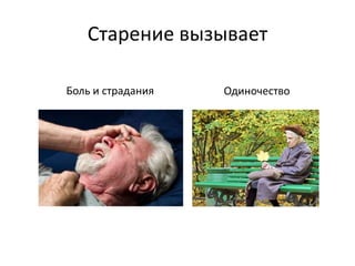 Боль и страдания
Старение вызывает
Одиночество
 