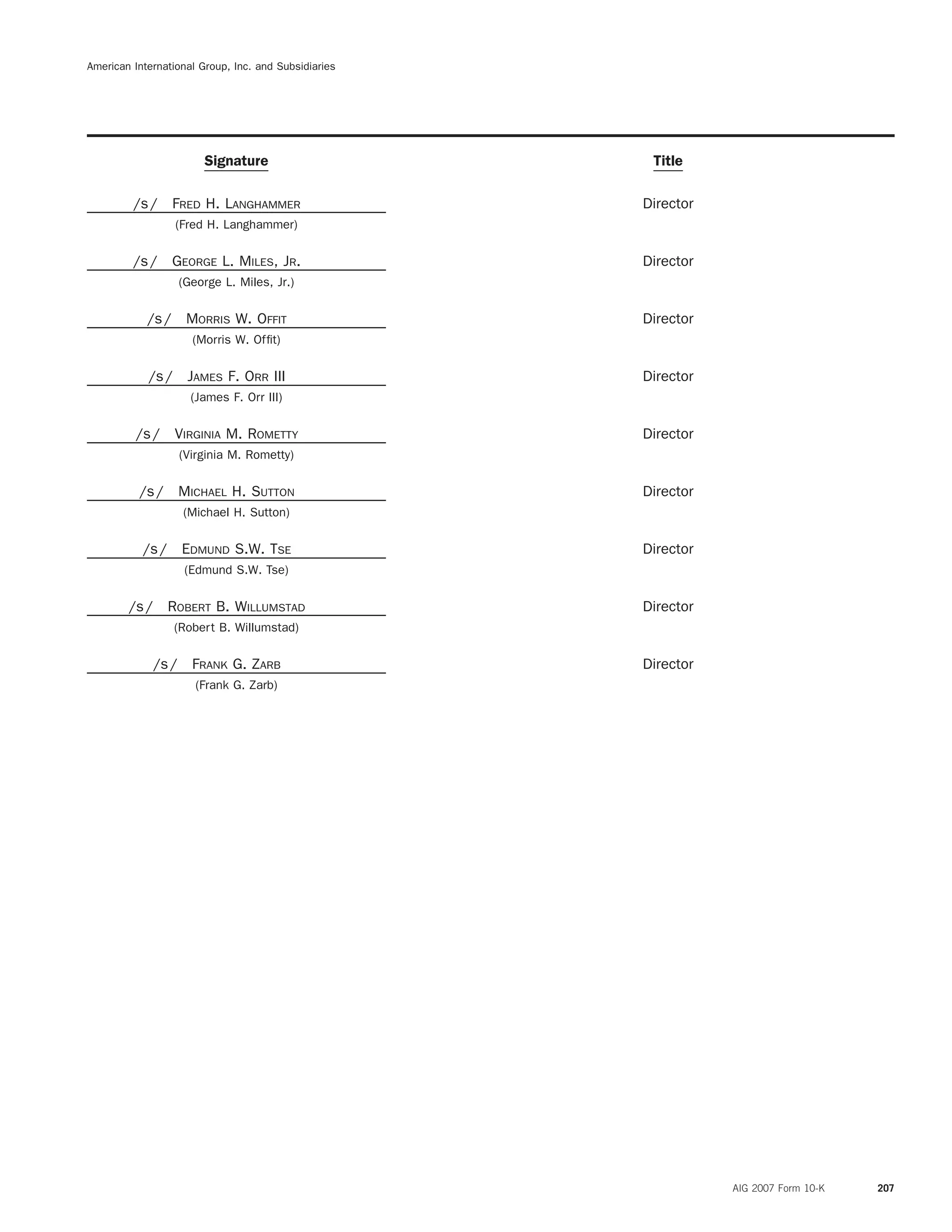 AIG Annual Report 2007