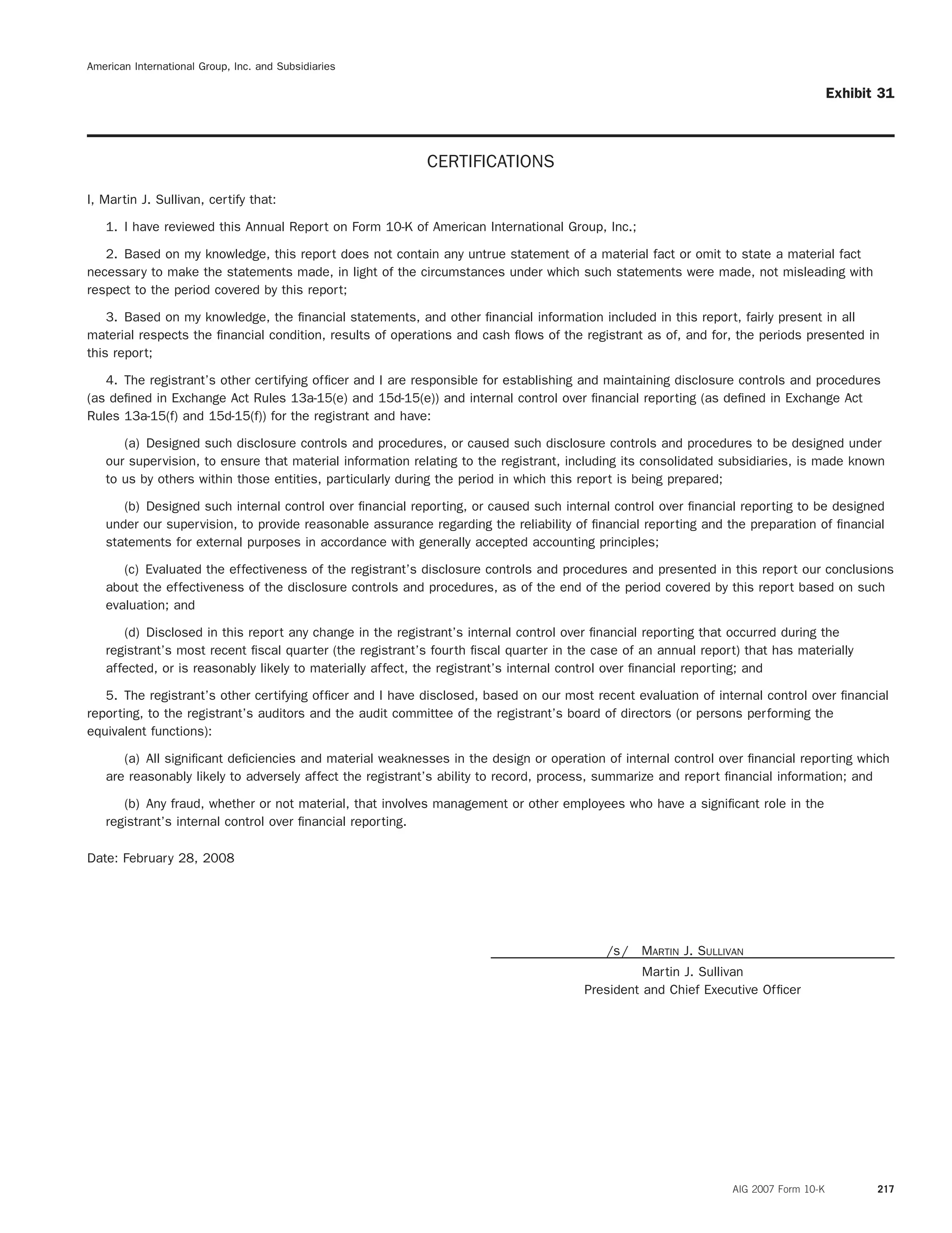 AIG Annual Report 2007