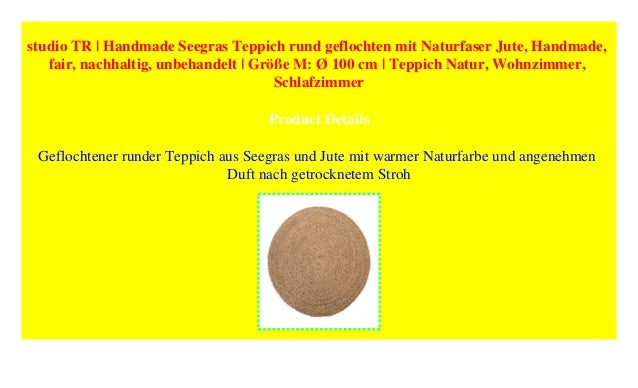 Studio Tr Handmade Seegras Teppich Rund Geflochten Mit Naturfaser