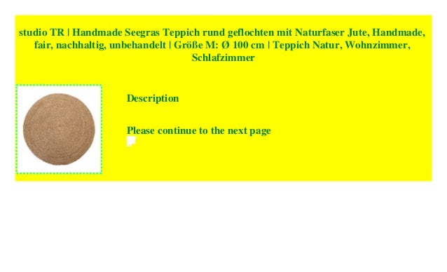 Studio Tr Handmade Seegras Teppich Rund Geflochten Mit Naturfaser