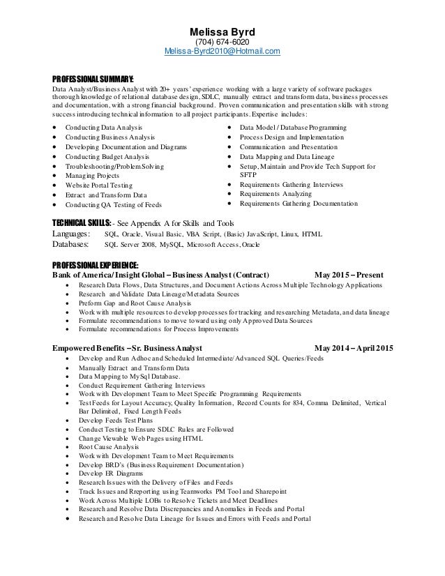 data analyst resume summary