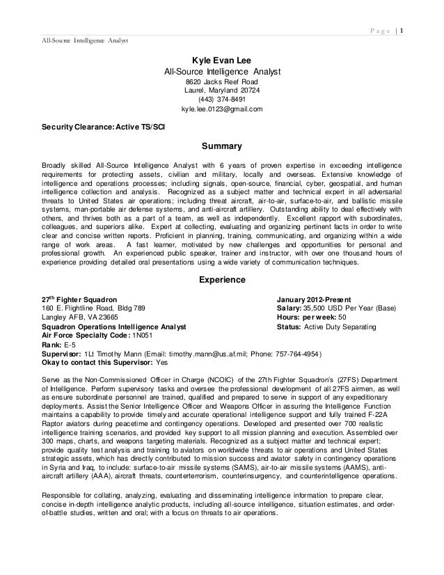 intelligence resume