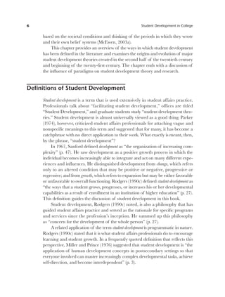 Student Development In College Theory Research And Practice 2nd Edition ...