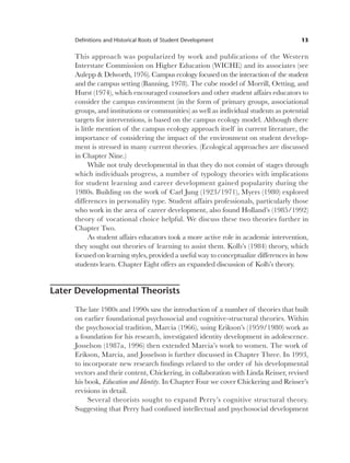 Student Development In College Theory Research And Practice 2nd Edition ...