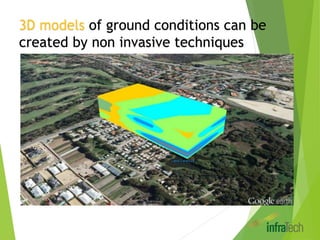 3D models of ground conditions can be
created by non invasive techniques
 