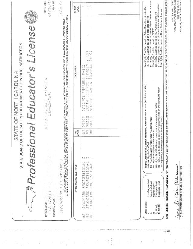NC Teaching License