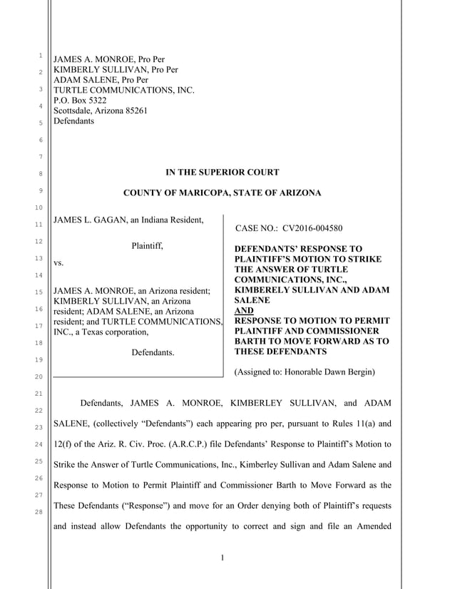 RESPONSE TO MOTION TO STRIKE DEFENDANTS ANSWER | PDF